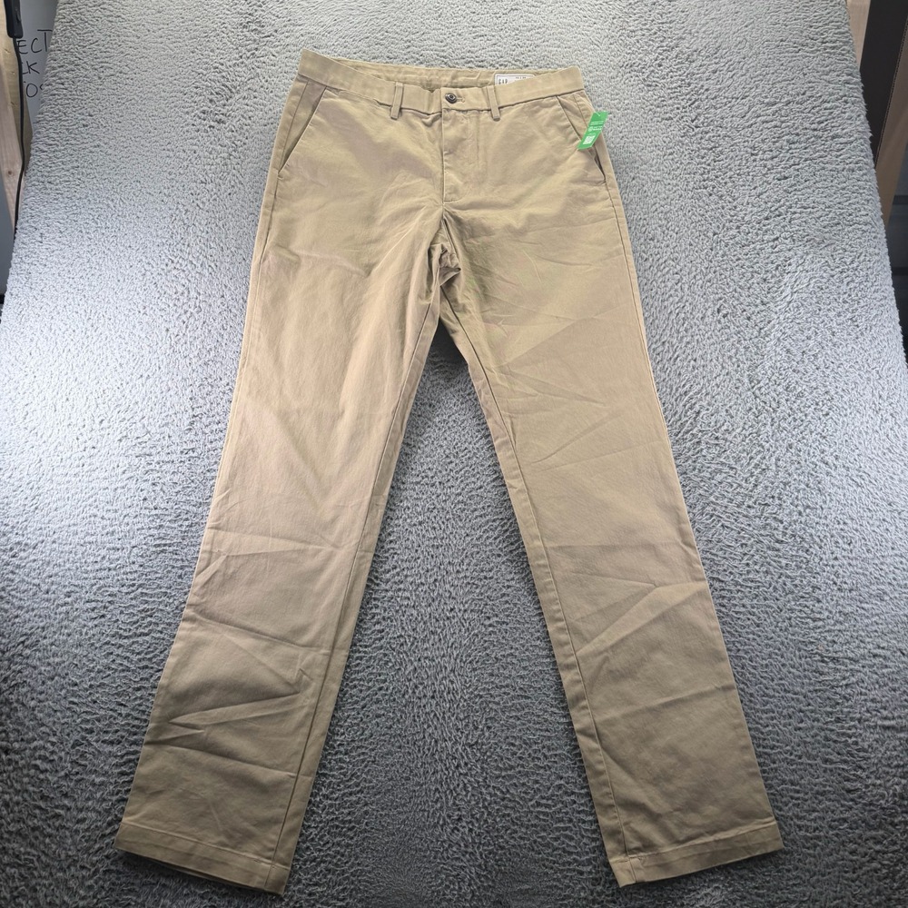 Gap Mens Pant 32x34 Brown Cotton Chino Straight Business Office Preppy Stretch